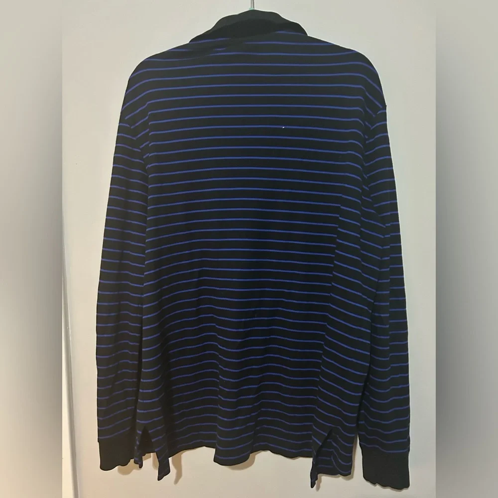 Polo Ralph Lauren Long Sleeve Striped Polo Shirt‎ Black Blue Menswear XL